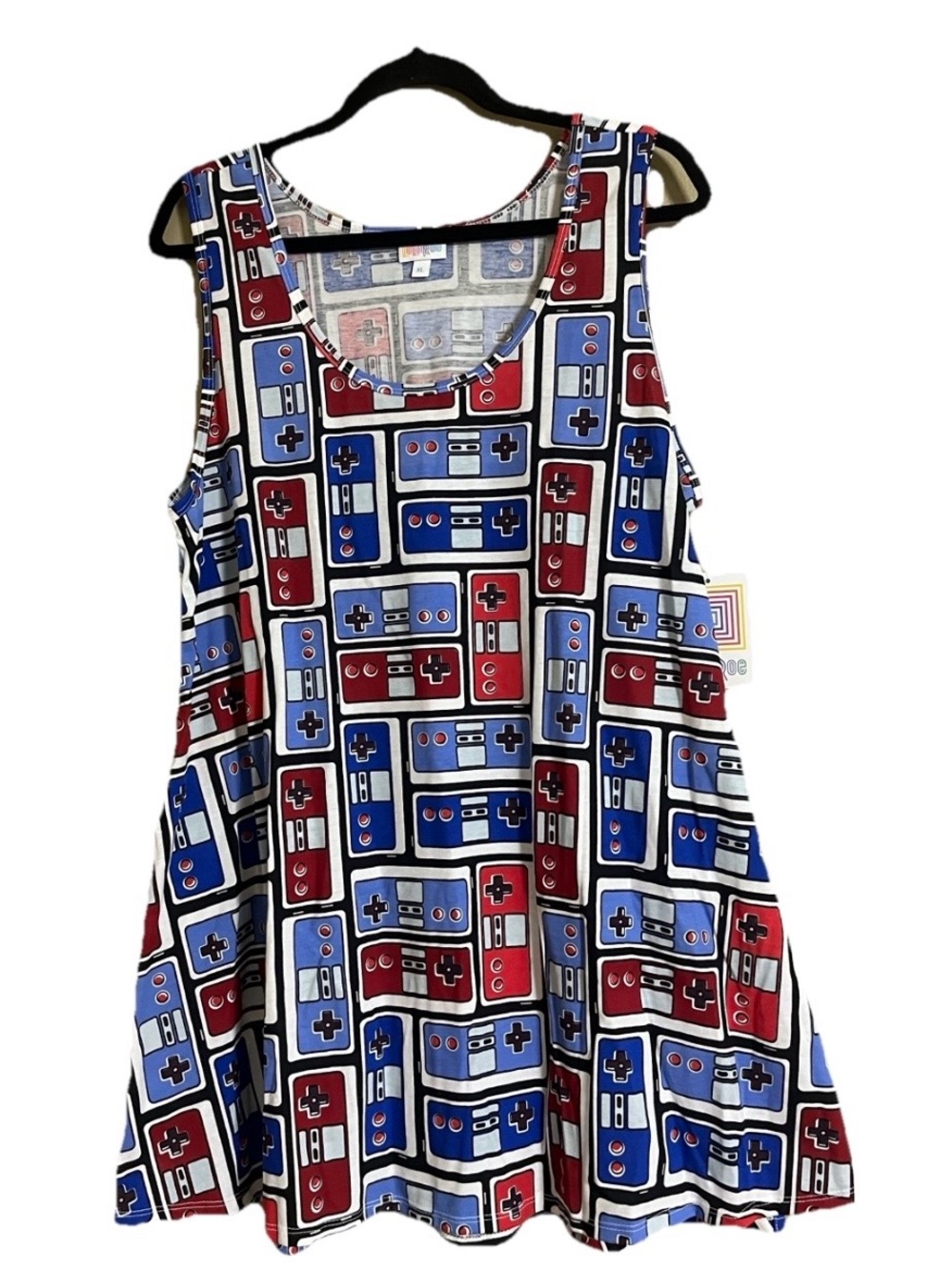 LuLaRoe Top Sz XL PERFECT Tank Geometric Print Side Slit Sleevesless Round Neck